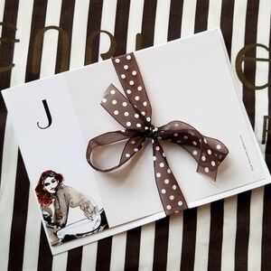 ❗Henri Bendel Illustrator Izak Zenou Bendel Girl "J" Intial Card and Envolope❗